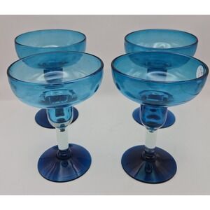 Margarita Glasses Hand-blown From Lead Free Sustainable Glass Turquoise And Blue
